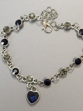 Heart Shaped Blue Rhinestone Bracelet